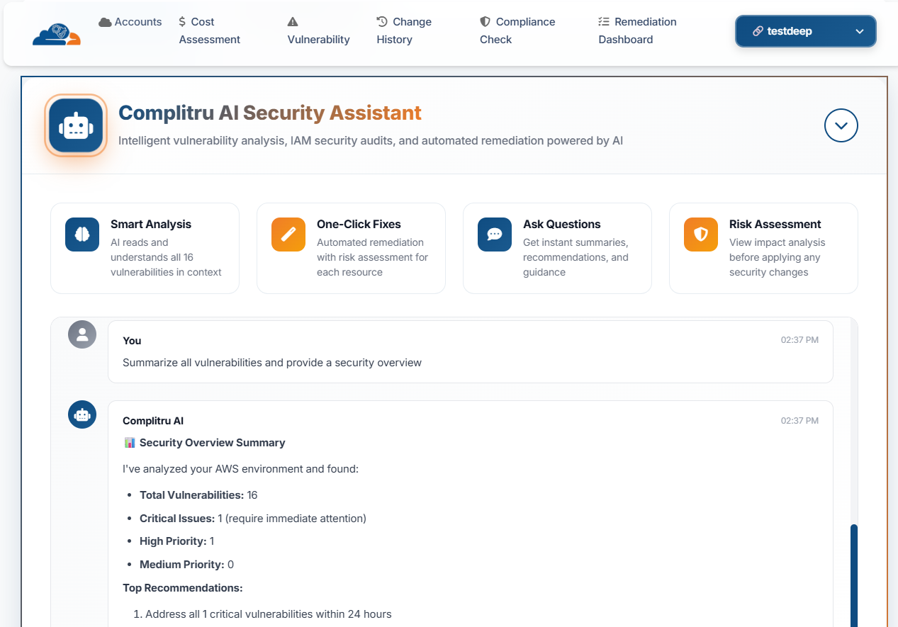 AI Security Assistant conversation